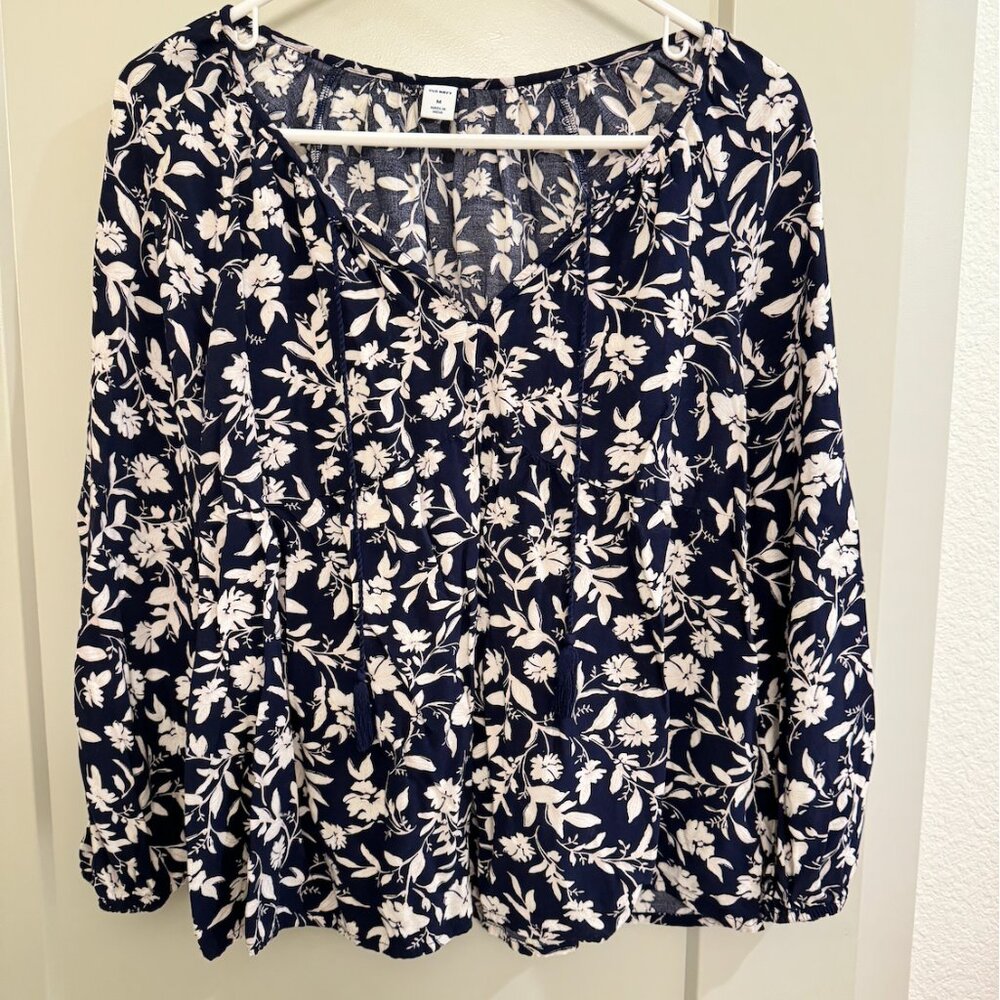 Navy Floral blouse